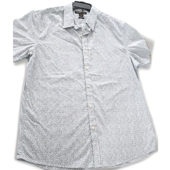 Michael Kors Men's Button Down Shirt Floral Cotton Blue XL Slim Short Sleeve - Picture 1 of 9